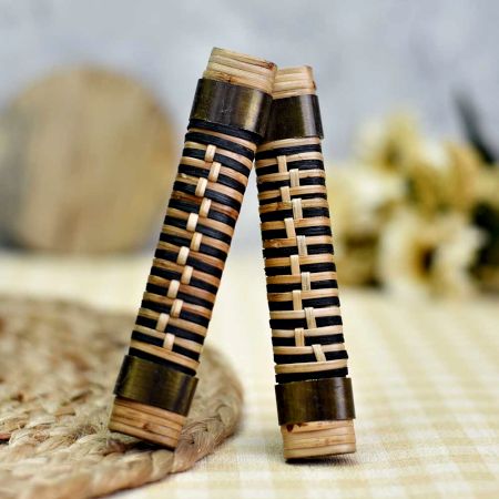 Black and Brown Rattan Door Handles